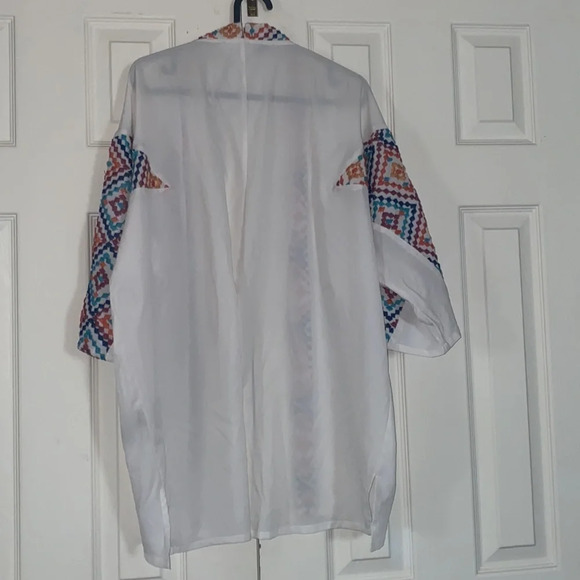Sloan Rouge  luxury Aztec embroidered open kimono cover up Sz S - Picture 4 of 14